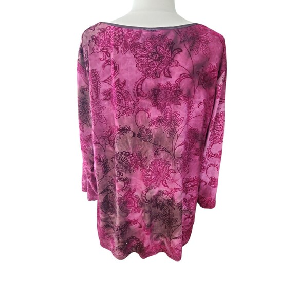 Roz & Ali Y2K Whimsygoth Floral Paisley Blouse Womens 2X Purple Stretchy Tie Dye - Picture 3 of 8